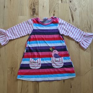 Good Lad Girls' Size 4 Striped Purple, Pink, Red, and Blue Birdie 🐦💕 Dress